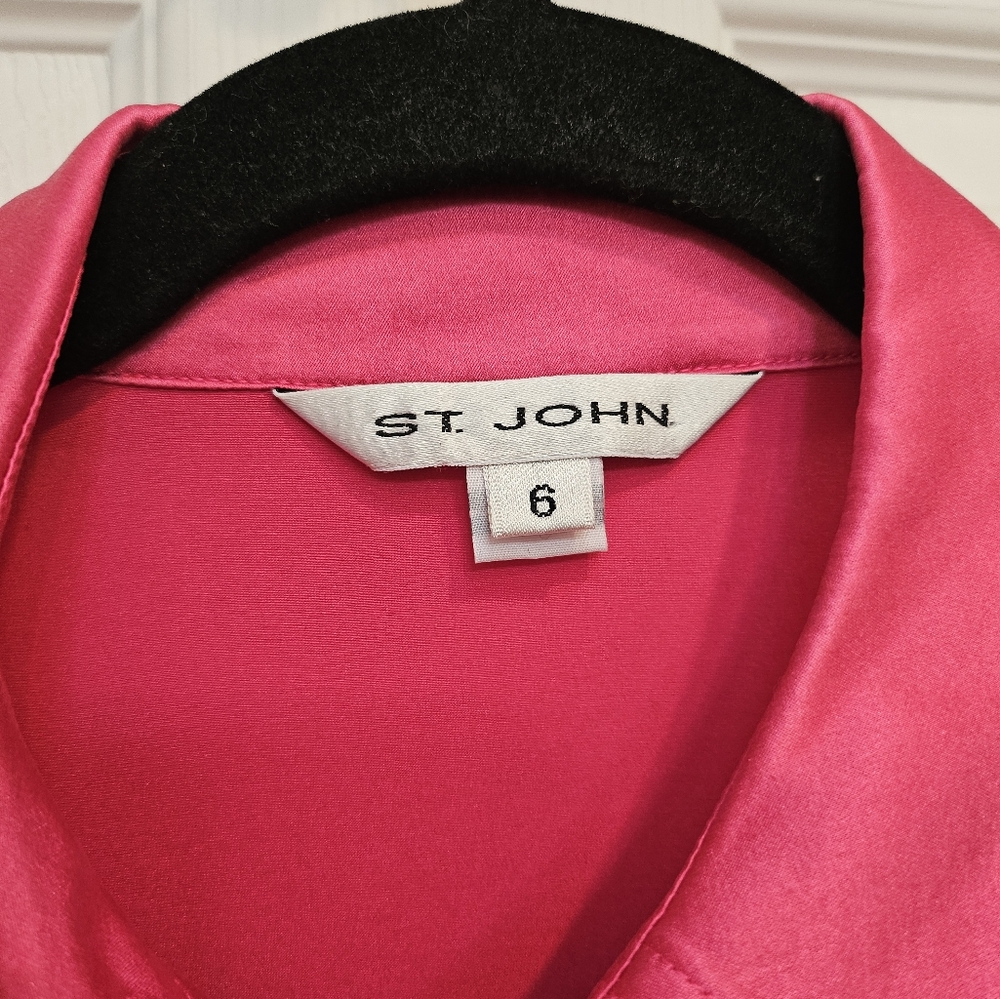 St. John Pink Silk Button Down Longsleeve Shirt - Picture 13 of 13